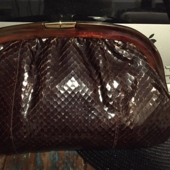 Vintage Brown Snake Skin Clutch - Picture 1 of 1